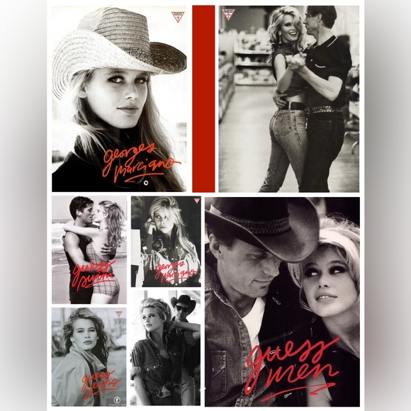 GUESS Neon Pop Art Claudia Schiffer Distressed Black Denim Jean Tote Bag - Picture 4 of 10